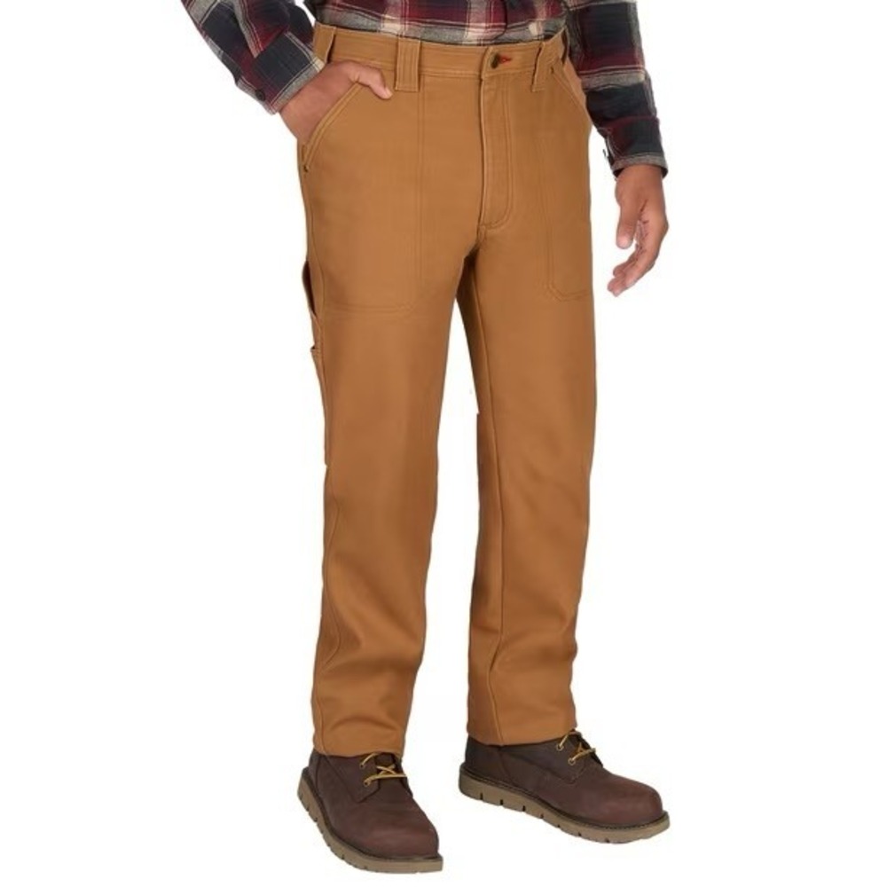 Coleman Men's Fleece Lined Duck Canvas Carpenter Work Pants Size 32x30 Brown